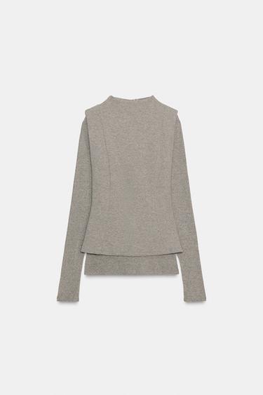 TOP DOUBLE MANCHES LONGUES - Marron clair de Zara