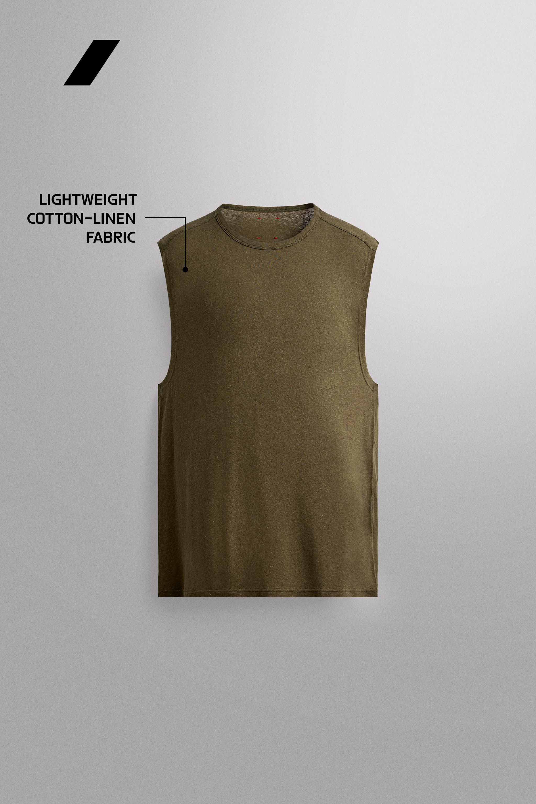 Мужские топы Zara LIGHTWEIGHT LINEN COTTON TANK TOP — фото 6