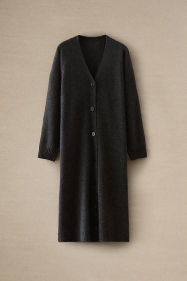 VESTE LONGUE EN CACHEMIRE - Gris foncé de Zara - Image 4