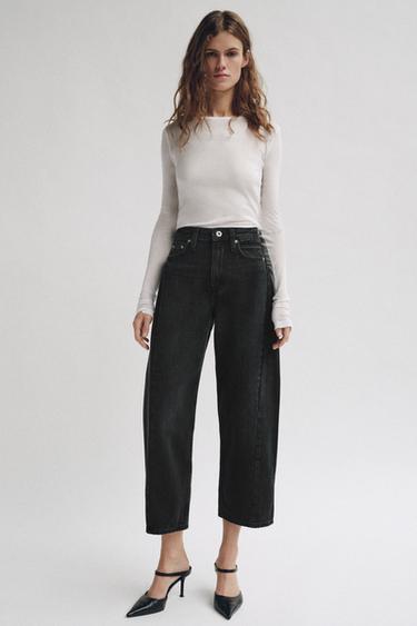JEANS ZW COLLECTION ANKLE RELAXED MID WAIST - Negro de Zara