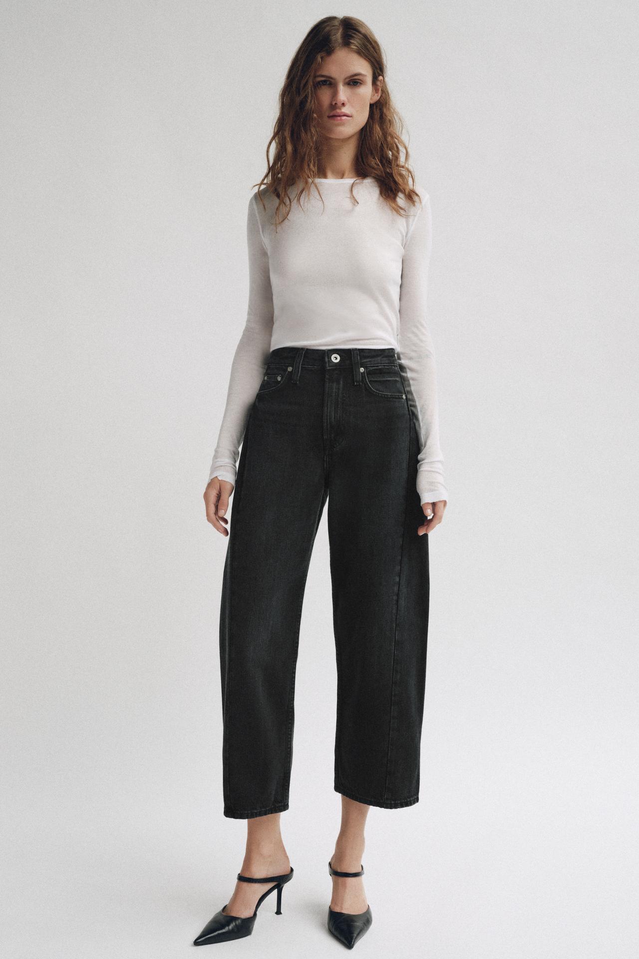 ZW COLLECTION MID-RISE ANKLE RELAXED JEANS — Black