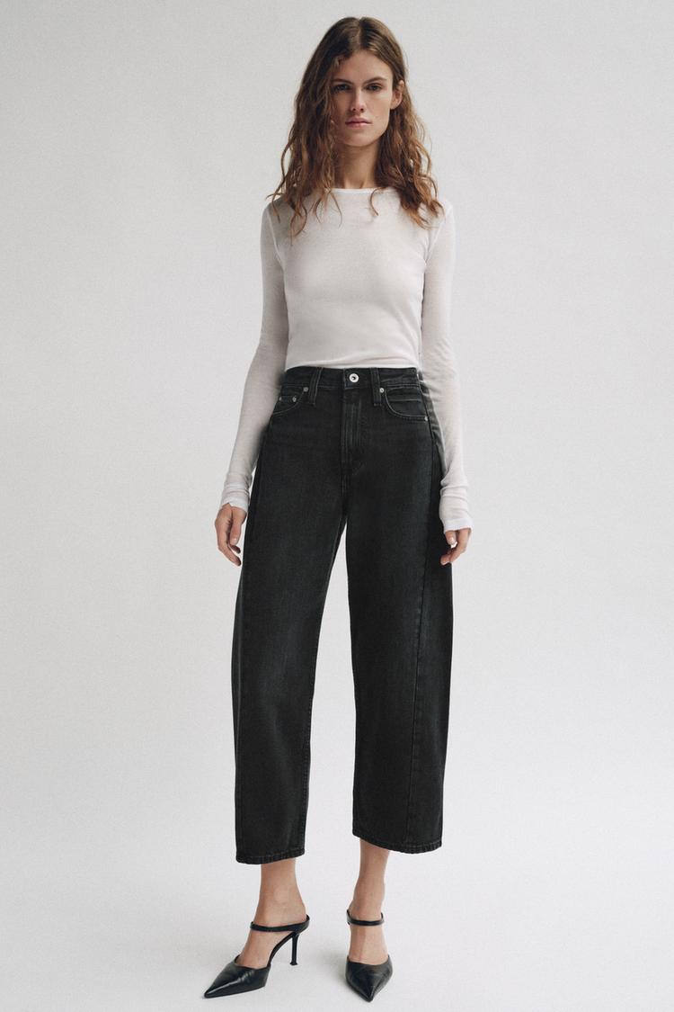 ZW COLLECTION MID-RISE ANKLE RELAXED JEANS — Black