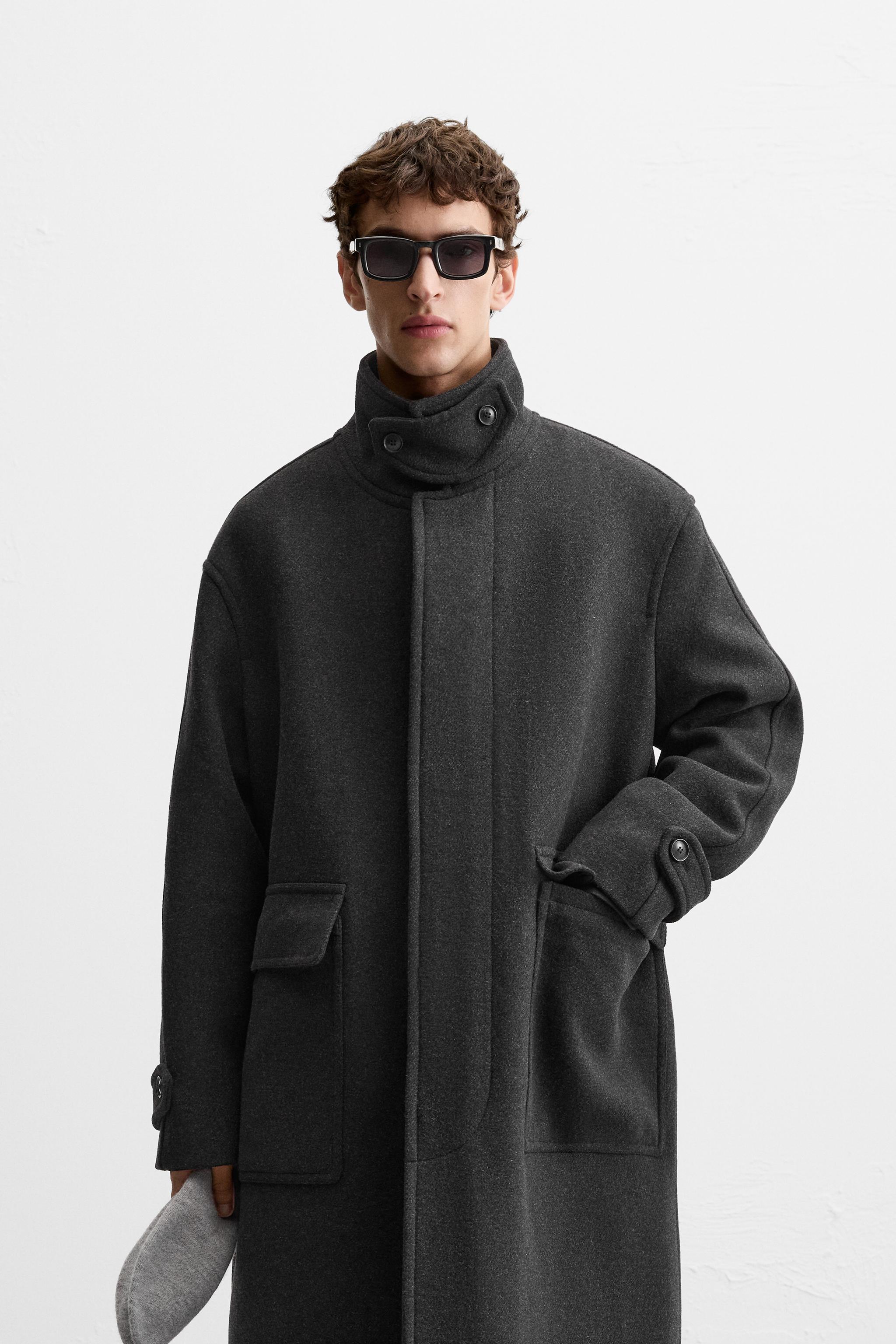 Zara Men's Relax Fit Long good Wool coat - Size M - new condition