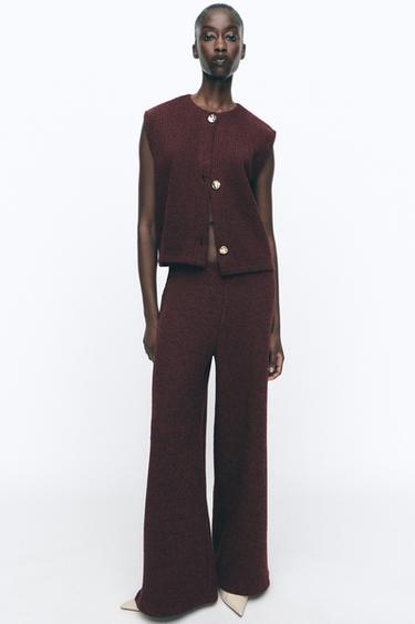 TEXTURED BUTTON WAISTCOAT TOP - Dark burgundy by Zara - Image 0