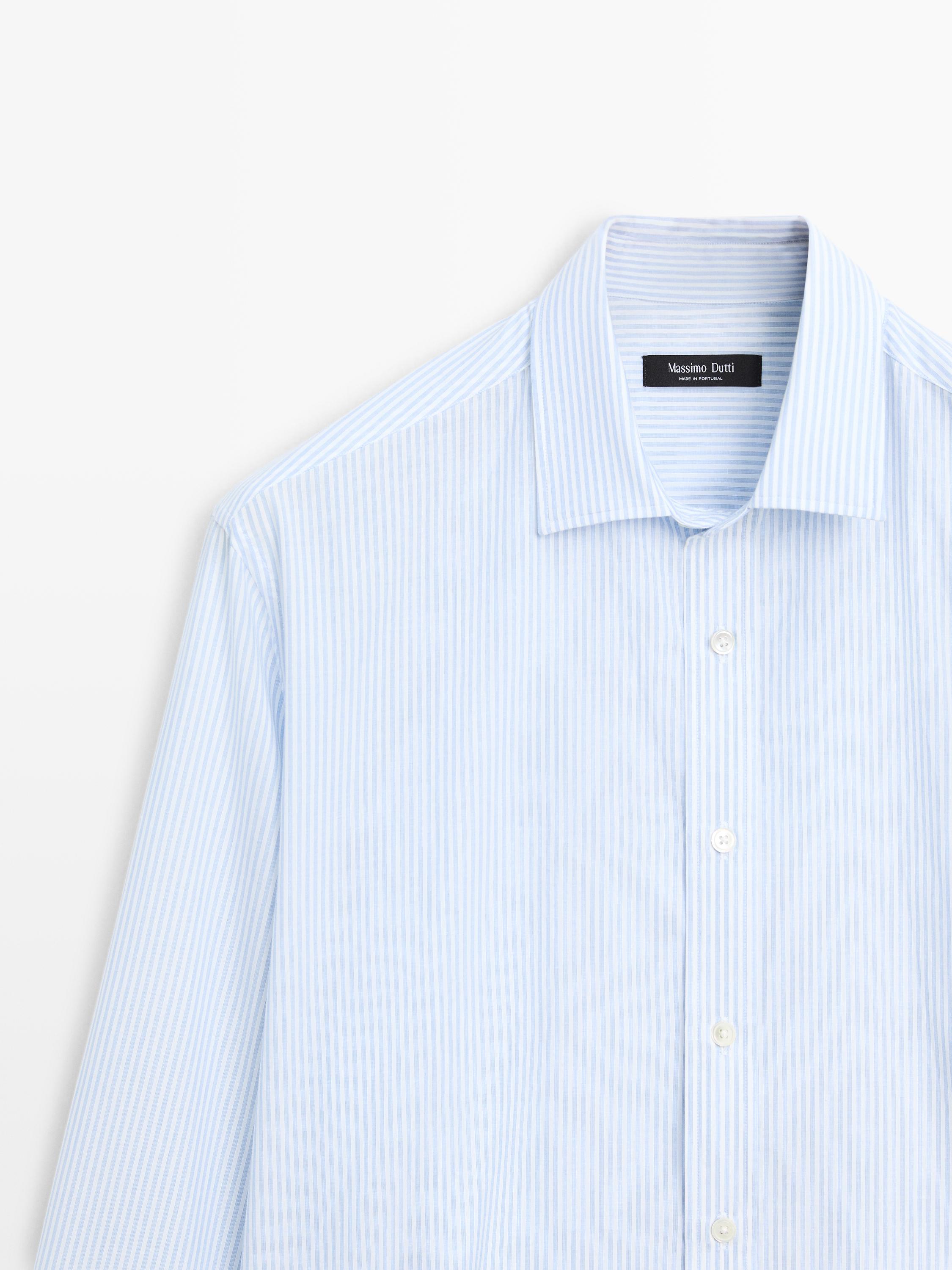 Chemise regular fit à rayures 100 % coton