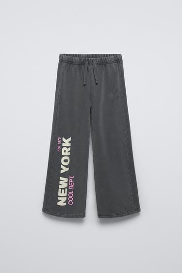 PANTALÓN FELPA WIDE LEG - Gris antracita de Zara