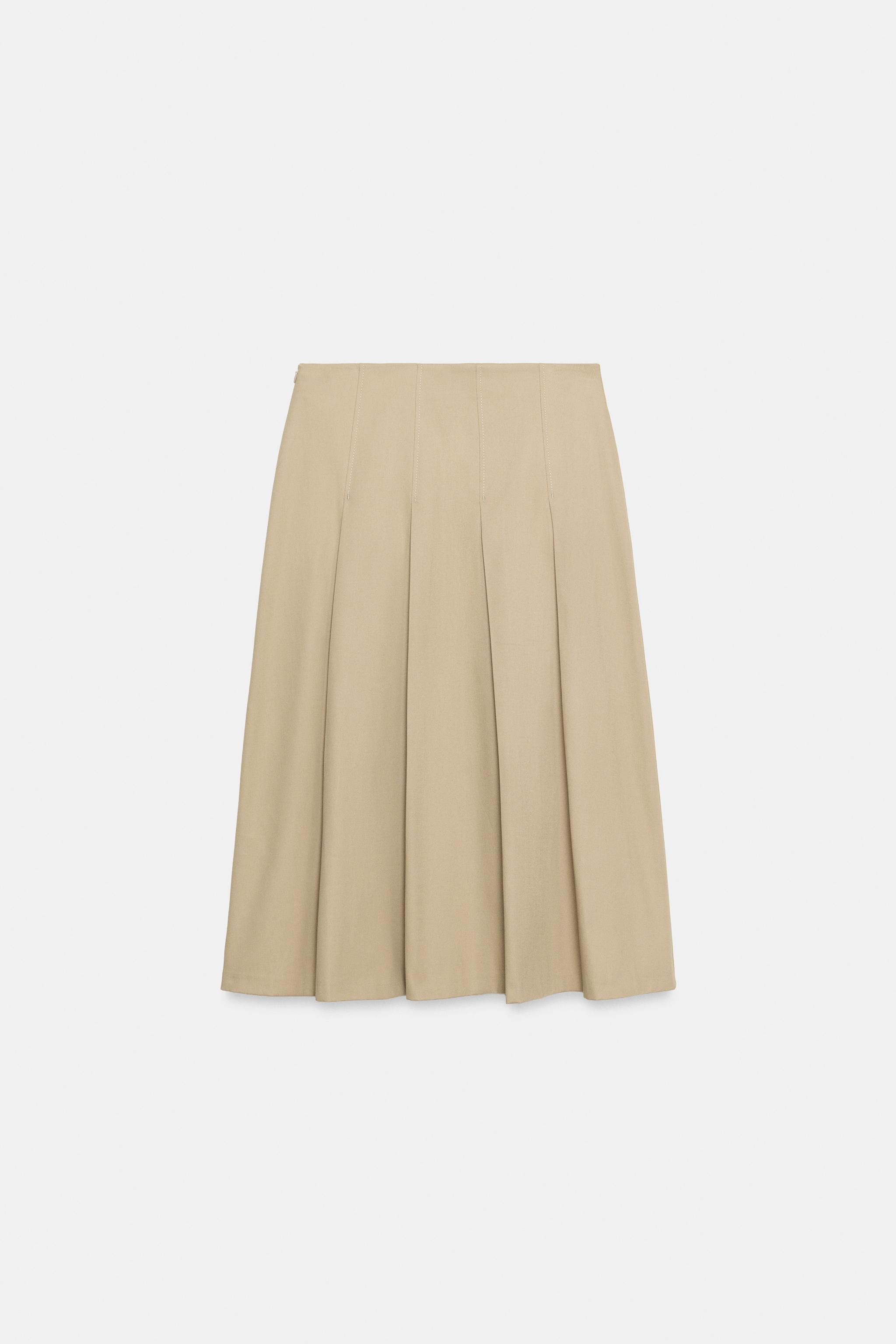 Zara ZW COLLECTION PİLİLİ MİDİ ETEK görsel 7