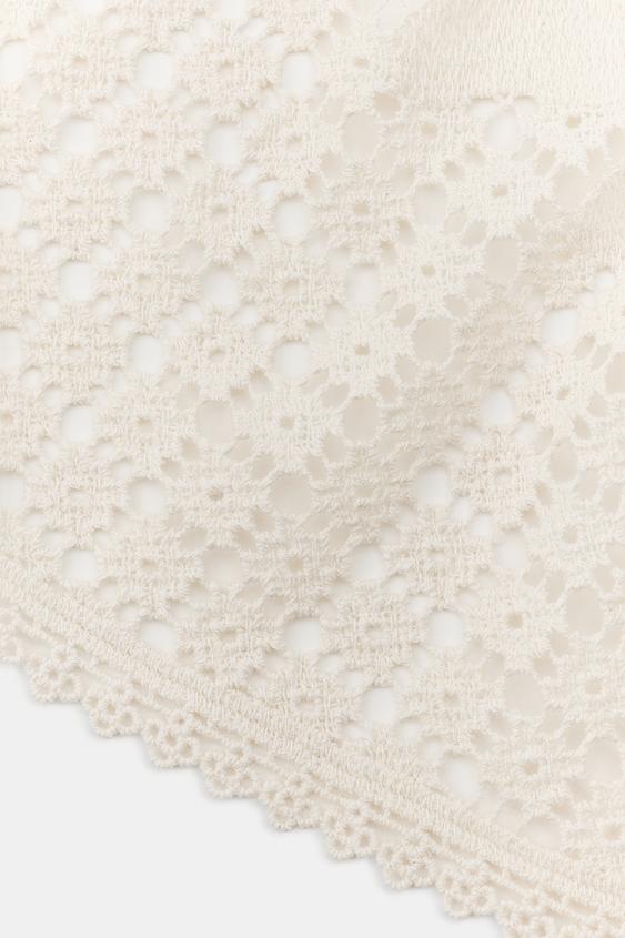 PARÉO FOULARD EN CROCHET - Écru de Zara - Image 3