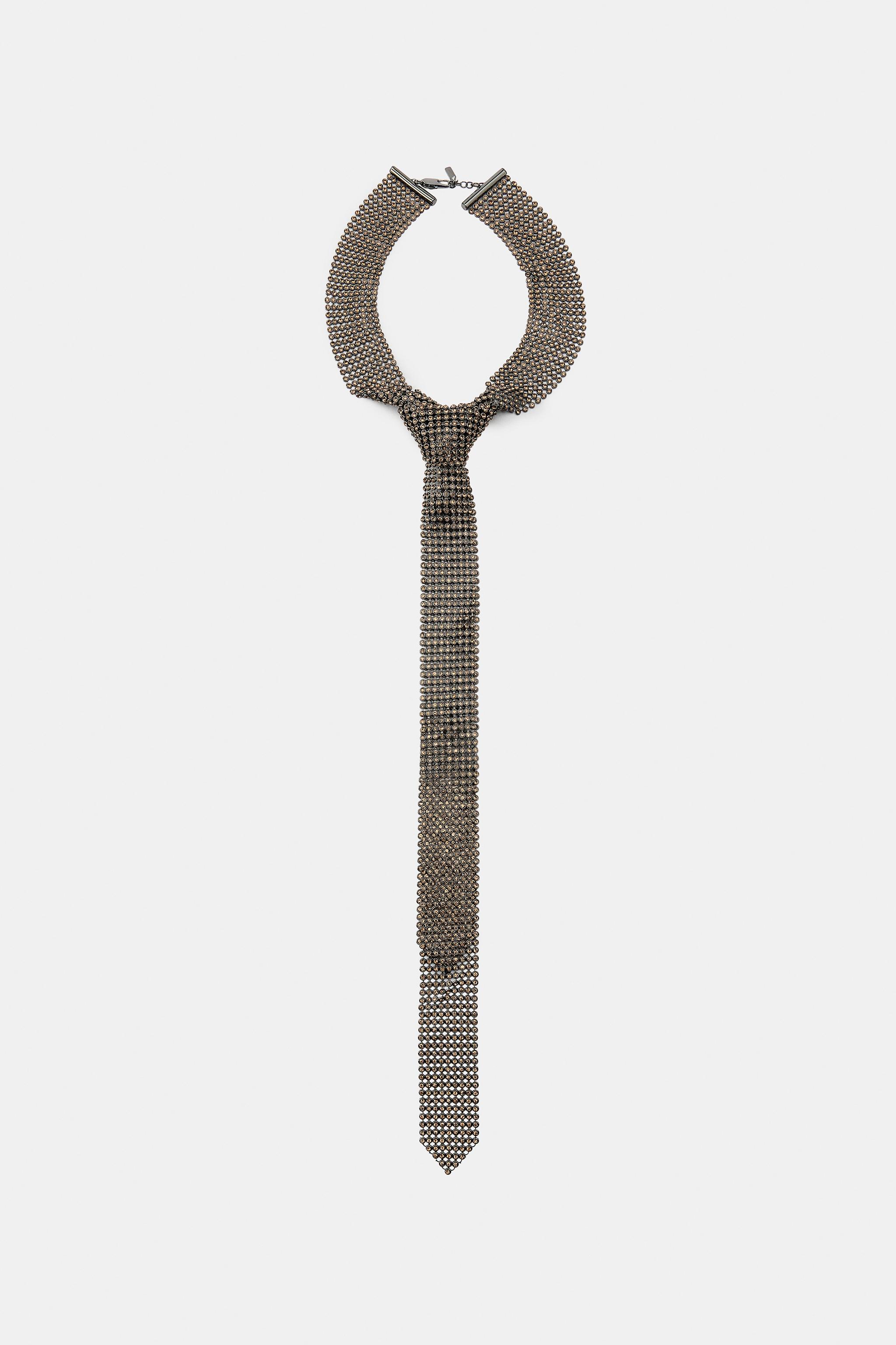 COLLIER CRAVATE MÉTALLIQUE STRASS