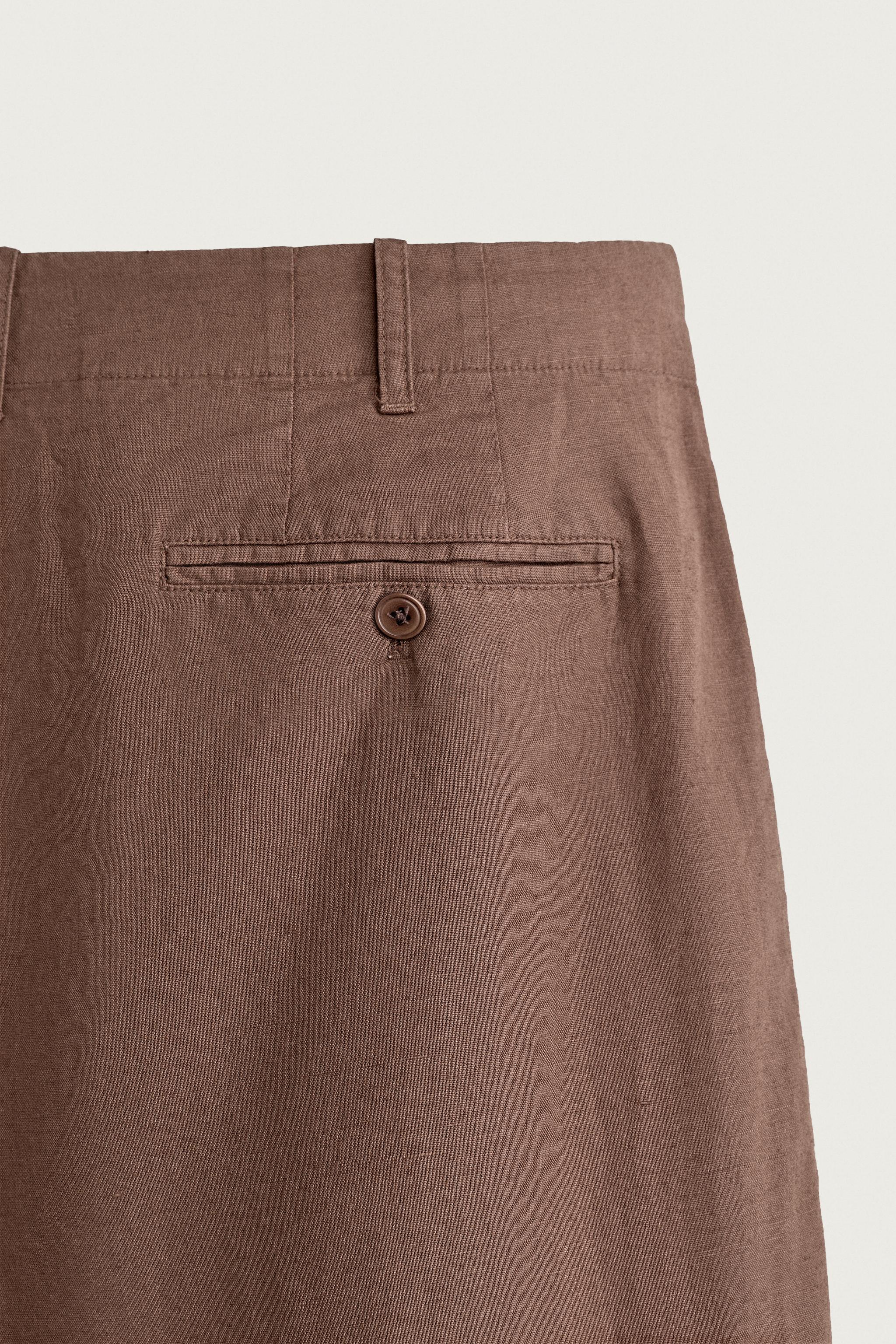Мужские брюки Zara HEMP AND COTTON RELAXED FIT PANTS — фото 9