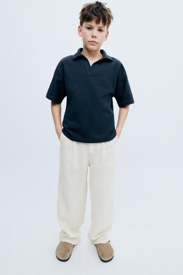 STORIESZ - CONTRAST TOPSTITCHING 100% LINEN TROUSERS - Ecru by Zara
