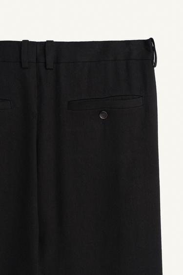 LINEN/LYOCELL PLEATED SUIT TROUSERS - Black by Zara - Image 9