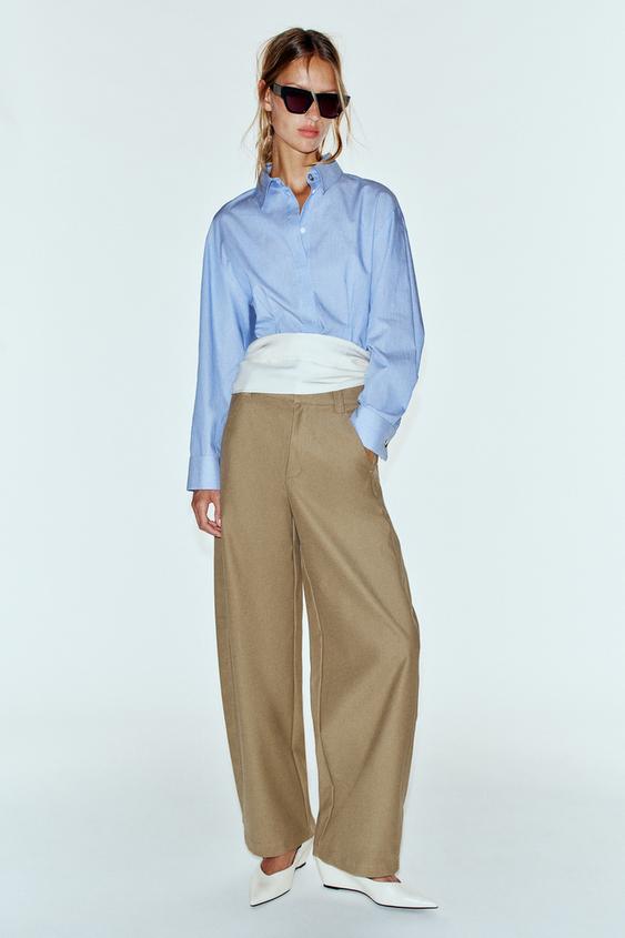 DARTED SHIRT WITH TURN-UP CUFFS - Blue/White by Zara - Image 0