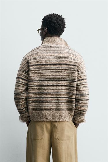 QUARTER-ZIP TWISTED YARN JUMPER - Toffee by Zara - Image 2