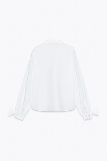 POPLIN SHIRT WITH TIES - White by Zara - Image 1