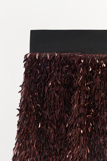 SHORT SEQUINS TAILLE CONTRASTÉE - Grenat de Zara - Image 4
