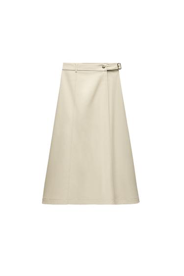 FAUX LEATHER MIDI SKIRT