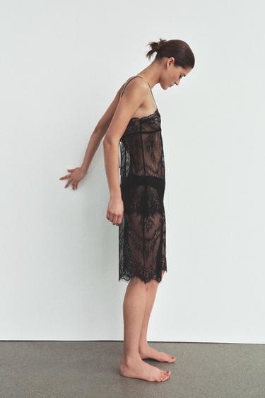 LACE STRAPPY TOP WITH TIES - Black by Zara - Image 3