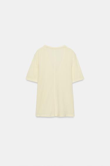 HAUT FLUIDE COL EN V - Jaune de Zara - Image 6