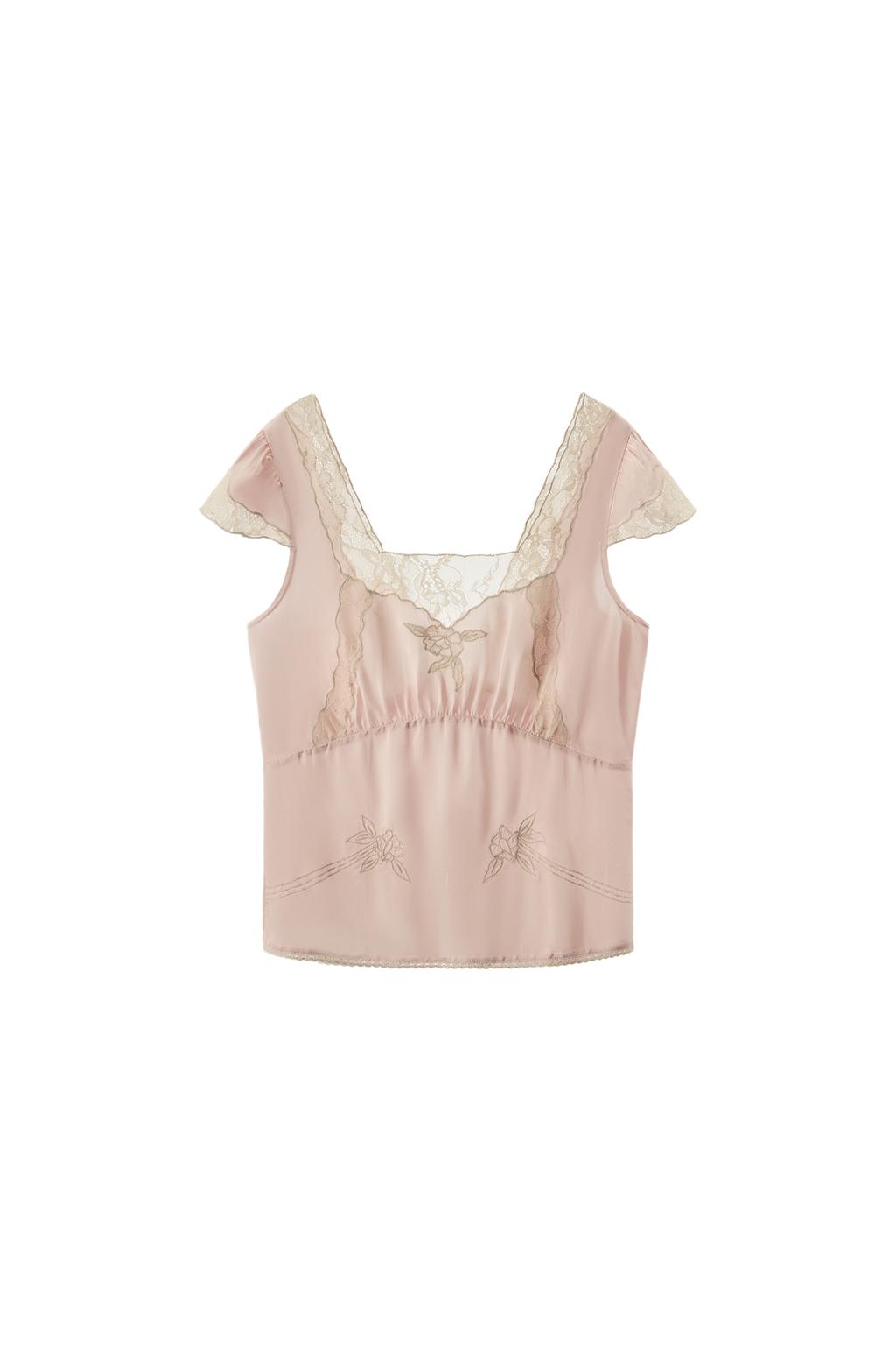 EMBROIDERED LACE SATIN EFFECT TOP - image 3