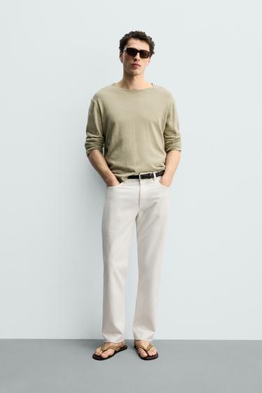 JEANS STRAIGHT FIT ACABAMENTO IRREGULAR - Branco da Zara - Imagem 0