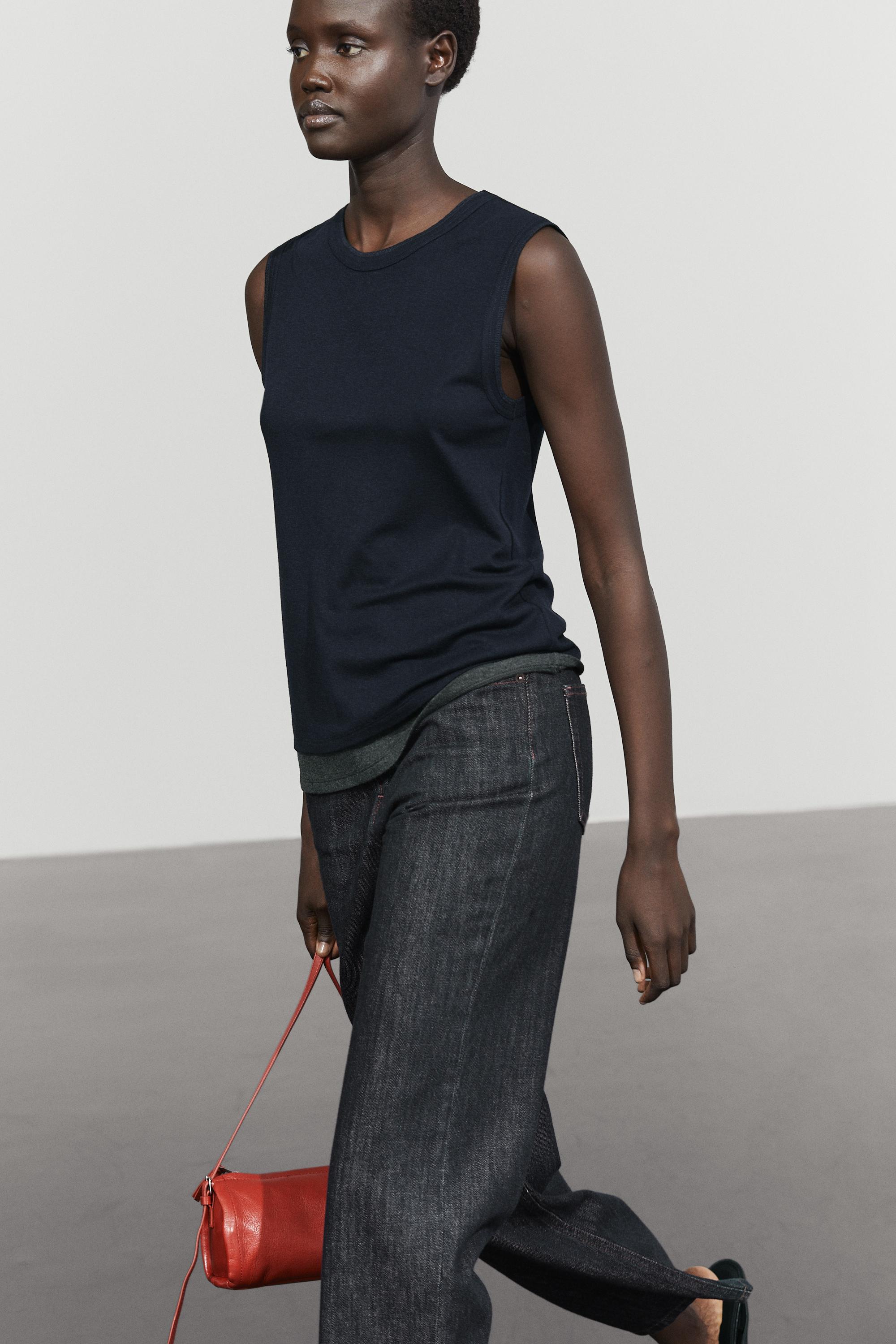 Wool blend double-layer T-shirt — Navy blue