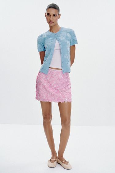 FALDA MINI LENTEJUELAS - Rosa medio de Zara