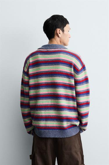 STRIPED JACQUARD KNIT POLO SHIRT - Multicoloured by Zara - Image 2