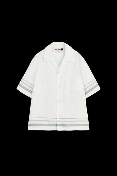 Zara STRP SHRT ST - Ecru / Green - Image 0