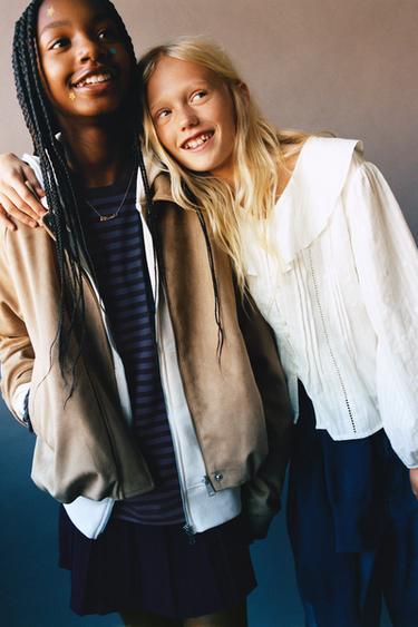 FAUX SUEDE BOMBER JACKET - Sand by Zara