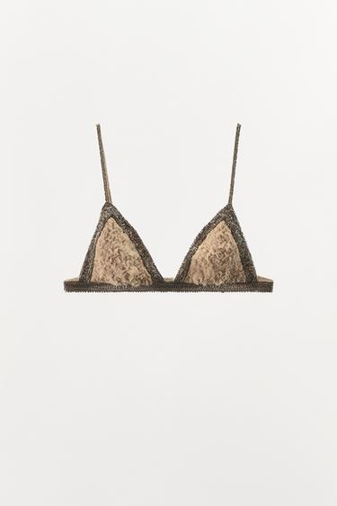 TEXTURED BEAD TRIANGLE BRA - Pink by Zara - Image 5