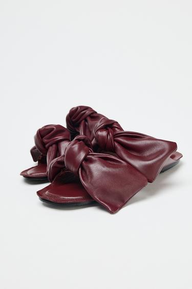 SANDALES LACETS CUIR - Bordeaux de Zara - Image 1