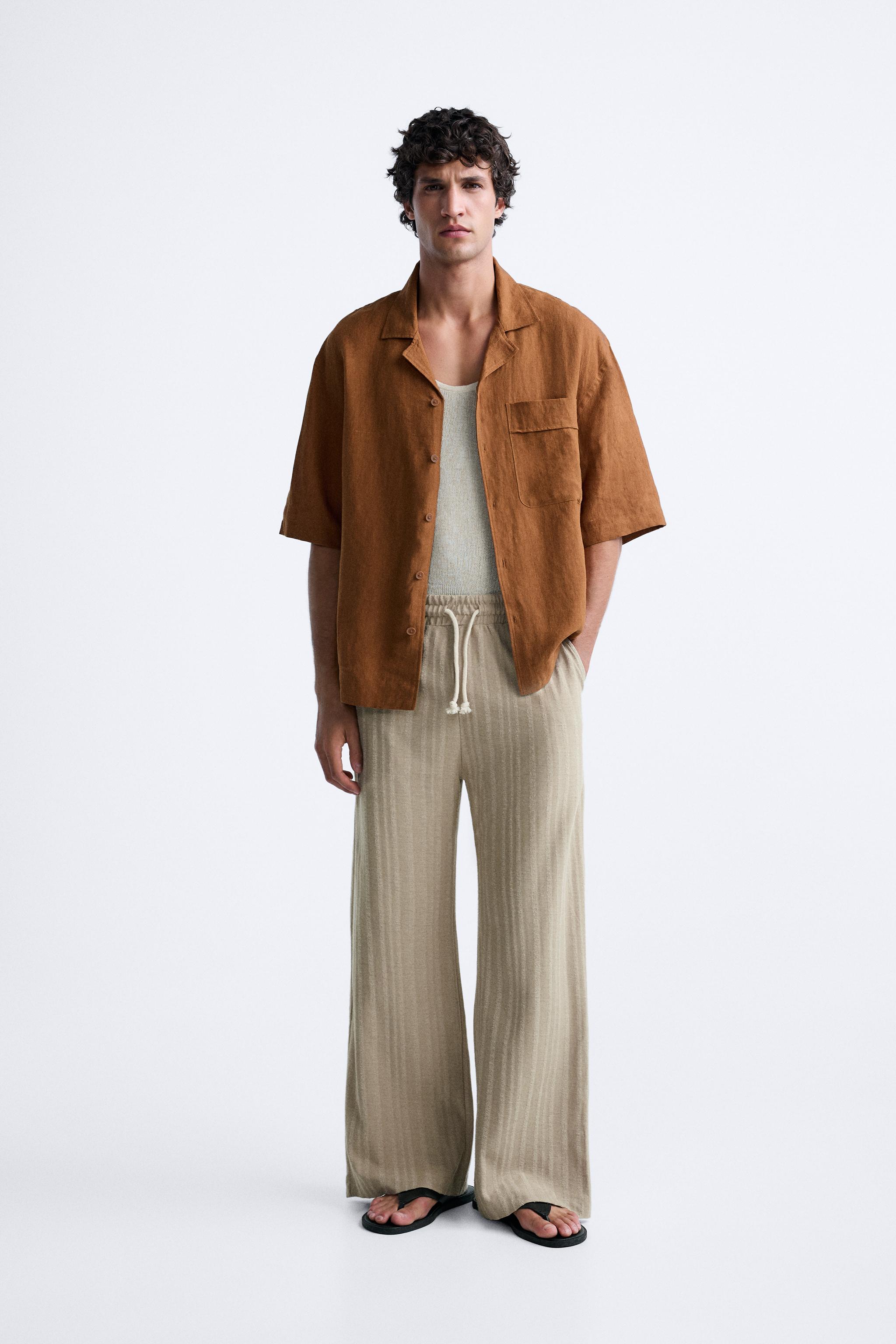 STRIPED JACQUARD PANTS - Beige-brown | ZARA United States