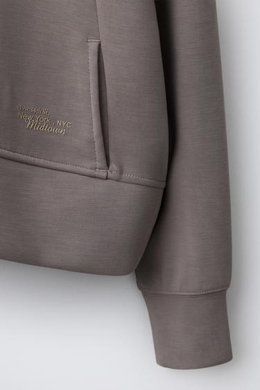 VESTE ZIPPÉE À INSCRIPTION AVEC MODAL - Marron / Taupe de Zara - Image 3