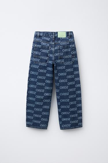 WIDE-LEG JEANS WITH TEXT PRINT - Blue by Zara - Image 1