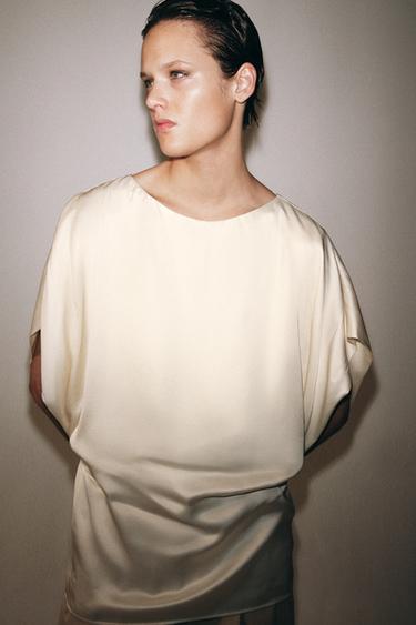 HAUT FLUIDE À MANCHES COURTES ZW COLLECTION - Écru de Zara - Image 0