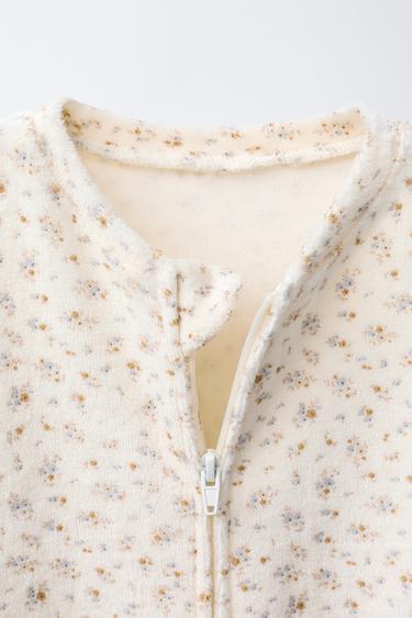 VELOUR FLORAL PRINT SLEEPSUIT - Ecru by Zara - Image 2