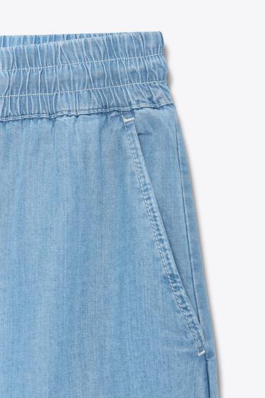 WIDE-LEG TROUSERS WITH ELASTIC WAIST - Light blue by Zara - Image 7