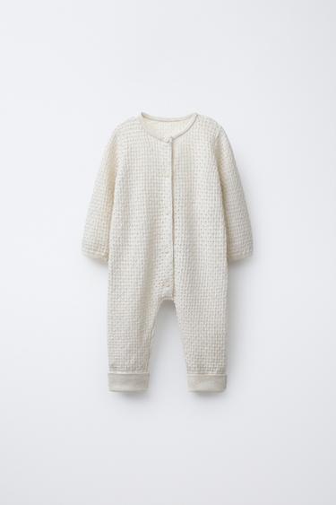 COMBINAISON EN MAILLE AVEC TEXTURE PIED CONVERTIBLE COTON, SOIE ET CACHEMIRE - Écru moyen de Zara - Image 2