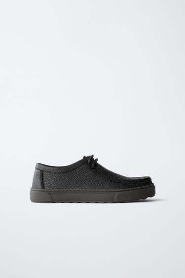 LEATHER SHOES WITH BINDING - Black by Zara