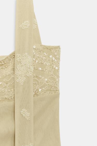 EMBROIDERED HALTER TOP - Light green by Zara - Image 7