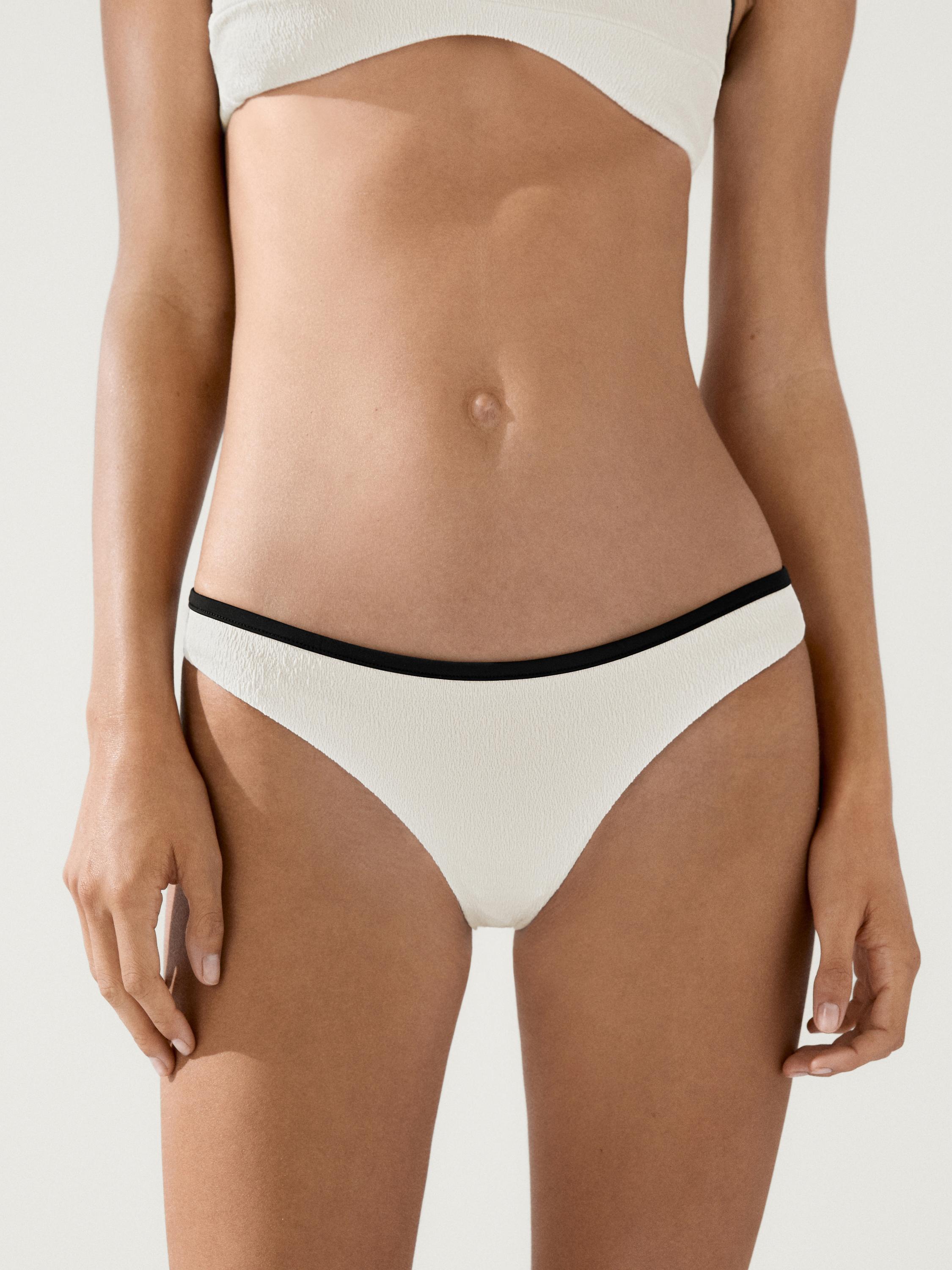 Contrast textured bikini top