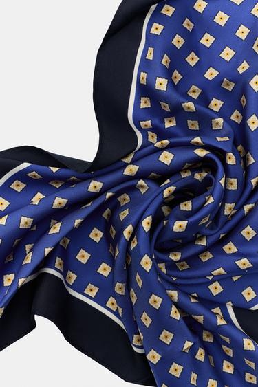 100% SILK POLKA DOT PRINT SCARF - Bluish by Zara - Image 2