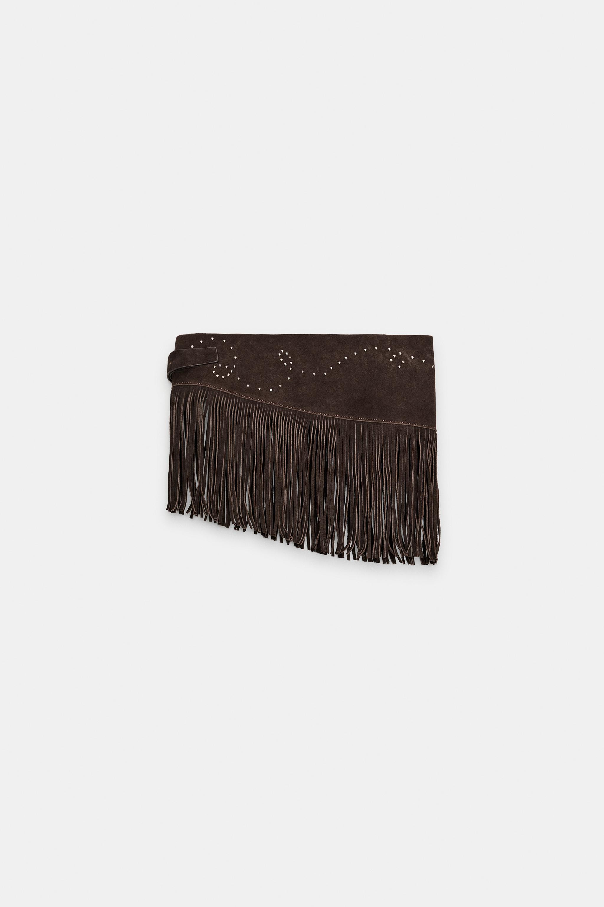 CEINTURE-JUPE 100 % CUIR À FRANGES