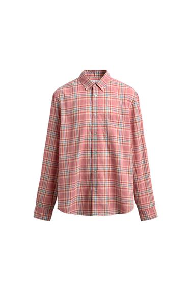Zara REGULAR FIT PLAID SHIRT - Pink