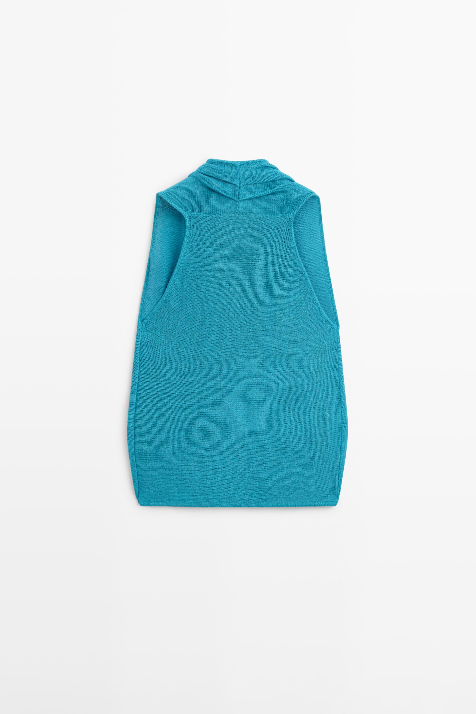 Linen blend crossover top