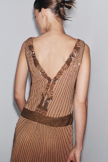 ROBE BRODÉE FANTAISIE ZW COLLECTION - Beige de Zara - Image 4
