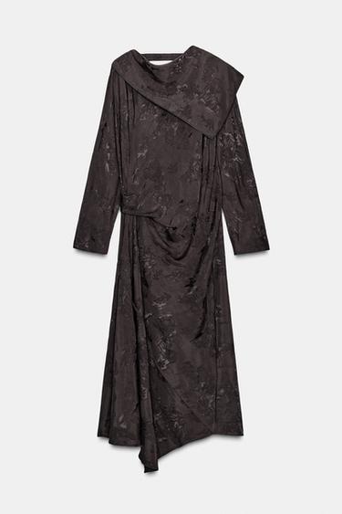 ZW COLLECTION JACQUARD BANDANA DRESS - Brown by Zara