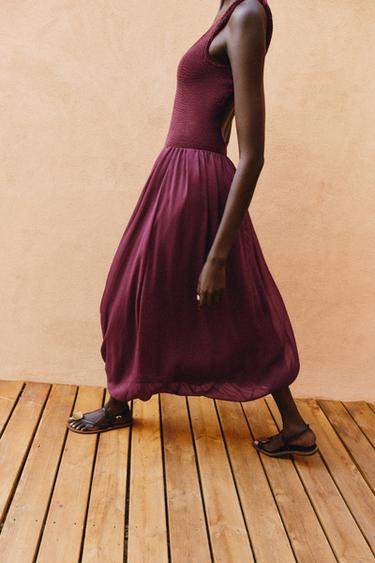 PUFFBALL MIDI SKIRT - Burgundy by Zara - Image 2