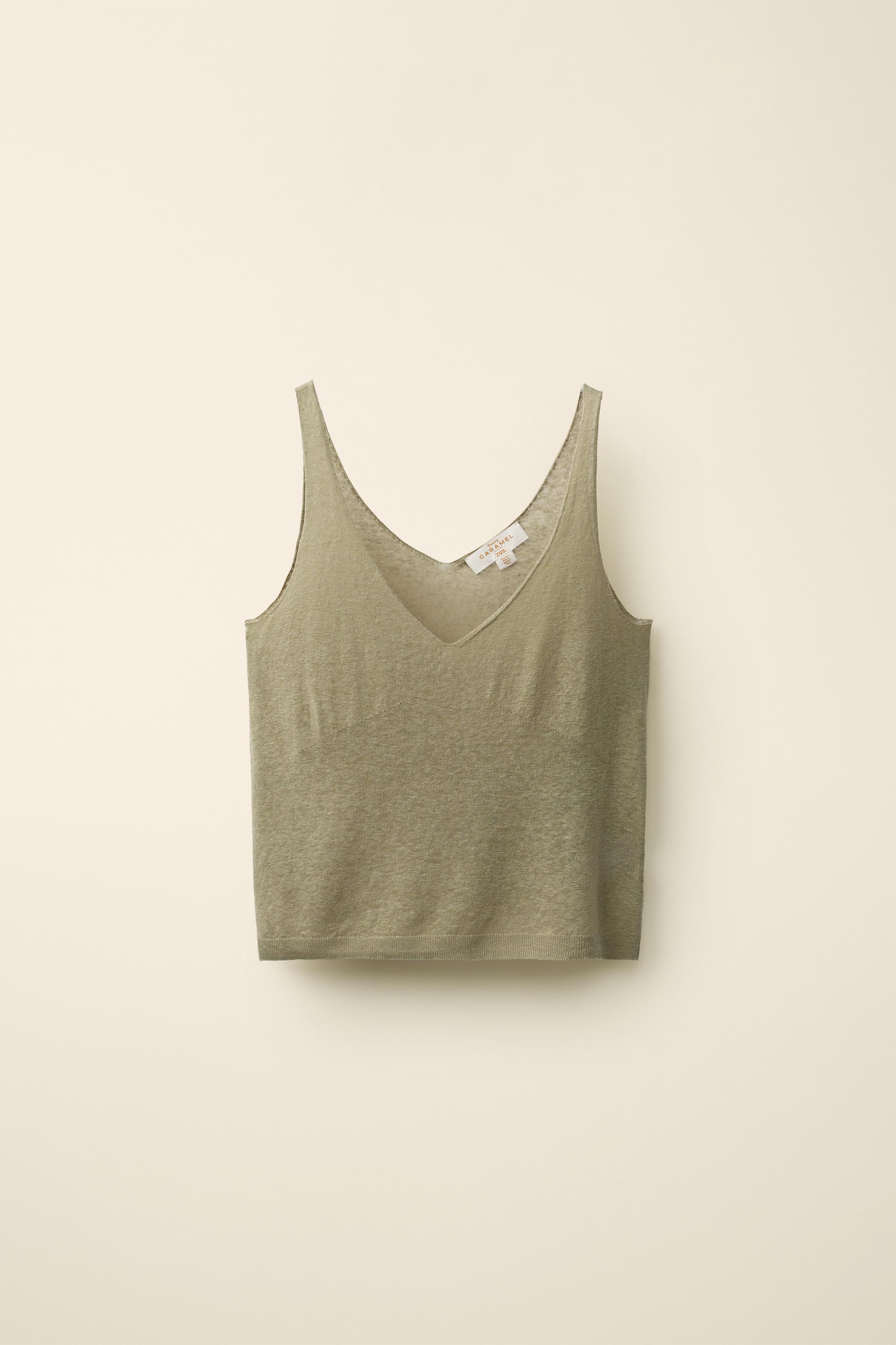 KNIT STRAPPY TOP CREATED BY CARAMEL LONDON X ZARA — Khaki